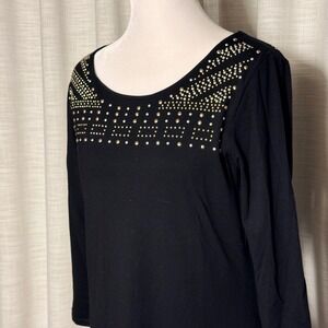 Rachel Rachel Roy Studded Dress S Black Long Sleeve Embellished cocktail edgy‎